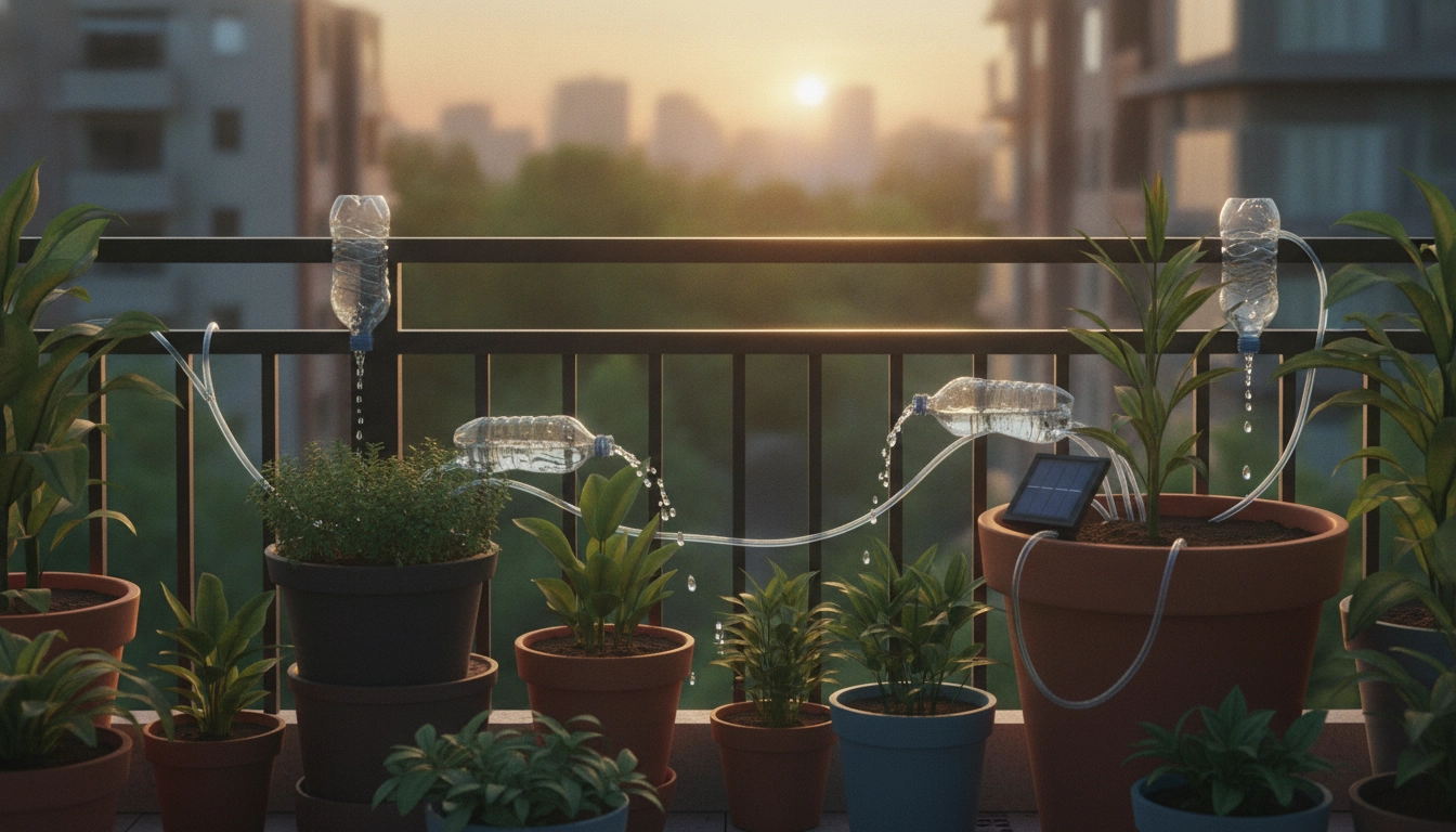 Installation d'un système arrosage automatique balcon appartement DIY avec des bouteilles recyclées
