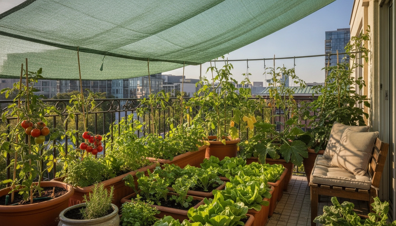 Potager de balcon aménagé pour résister à l'absence du jardinier