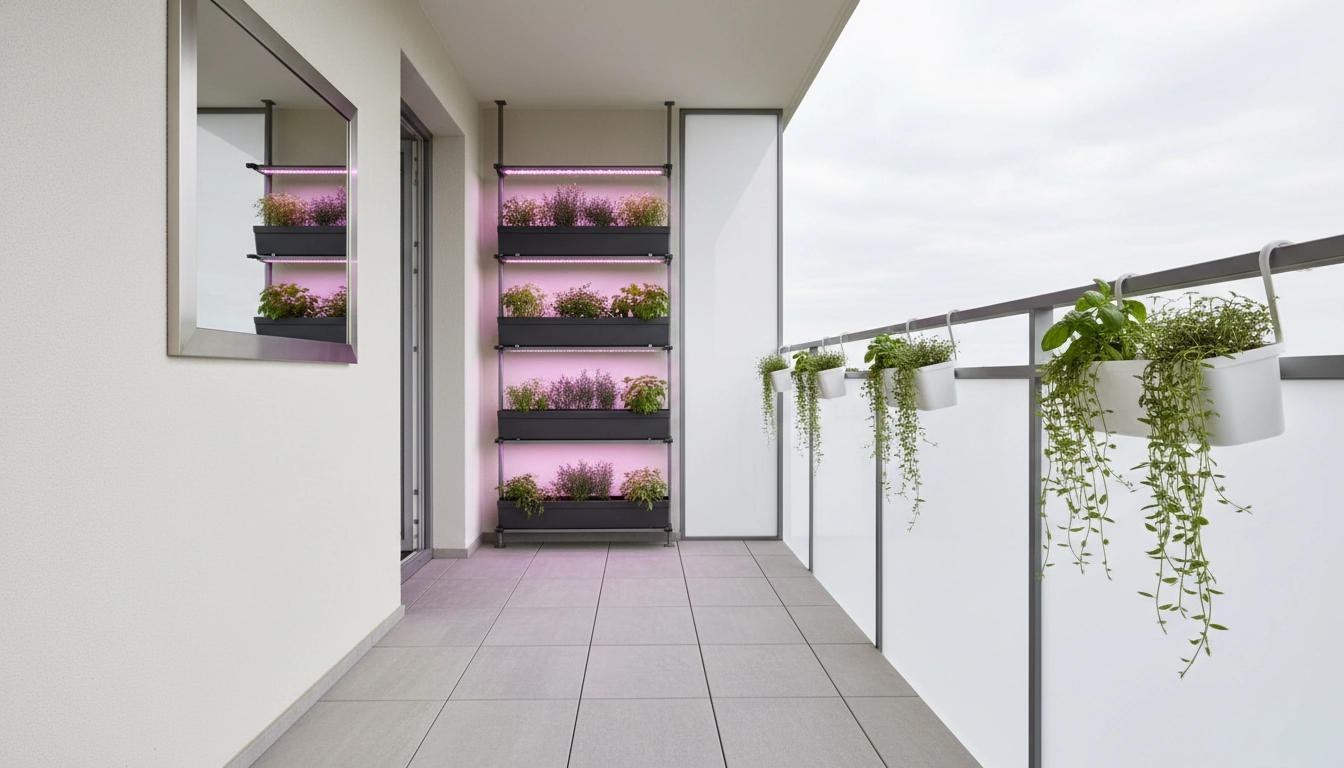 Miroirs et éclairage stratégique pour augmenter la luminosité d'un balcon orienté nord