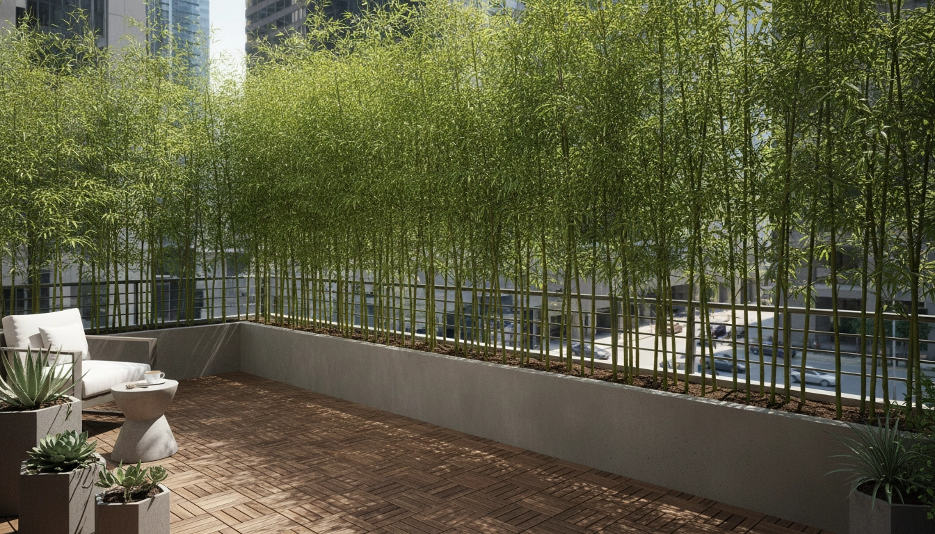 Bambou brise-vue balcon inconvénients entretien : exemple de mise en place sur une terrasse