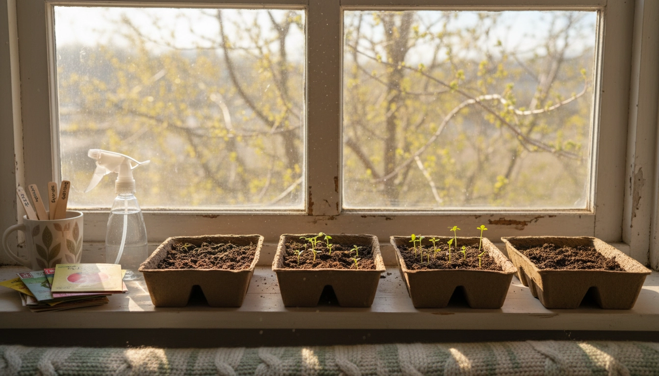 Semis en intérieur sur rebord de fenêtre au printemps, pour comprendre quand démarrer ses semis intérieur pour balcon