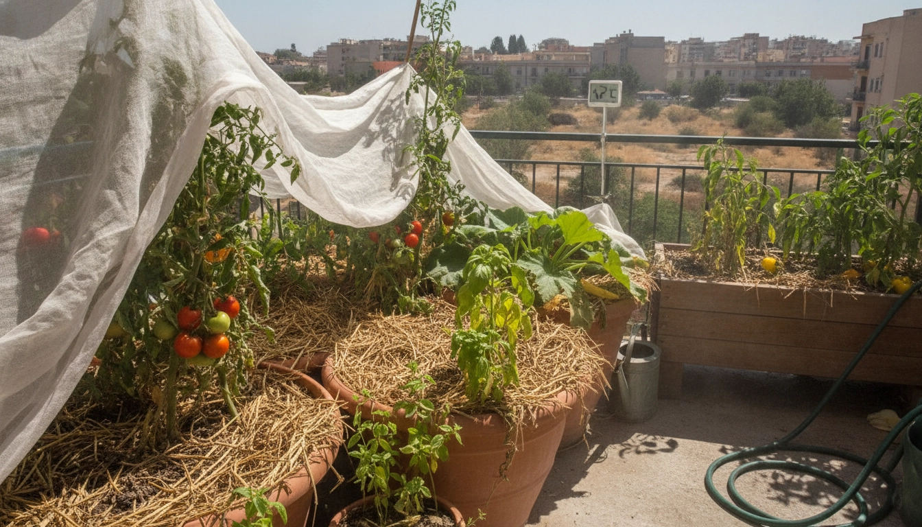 Protection contre la canicule et la chaleur excessive pour les plantes du potager sur balcon