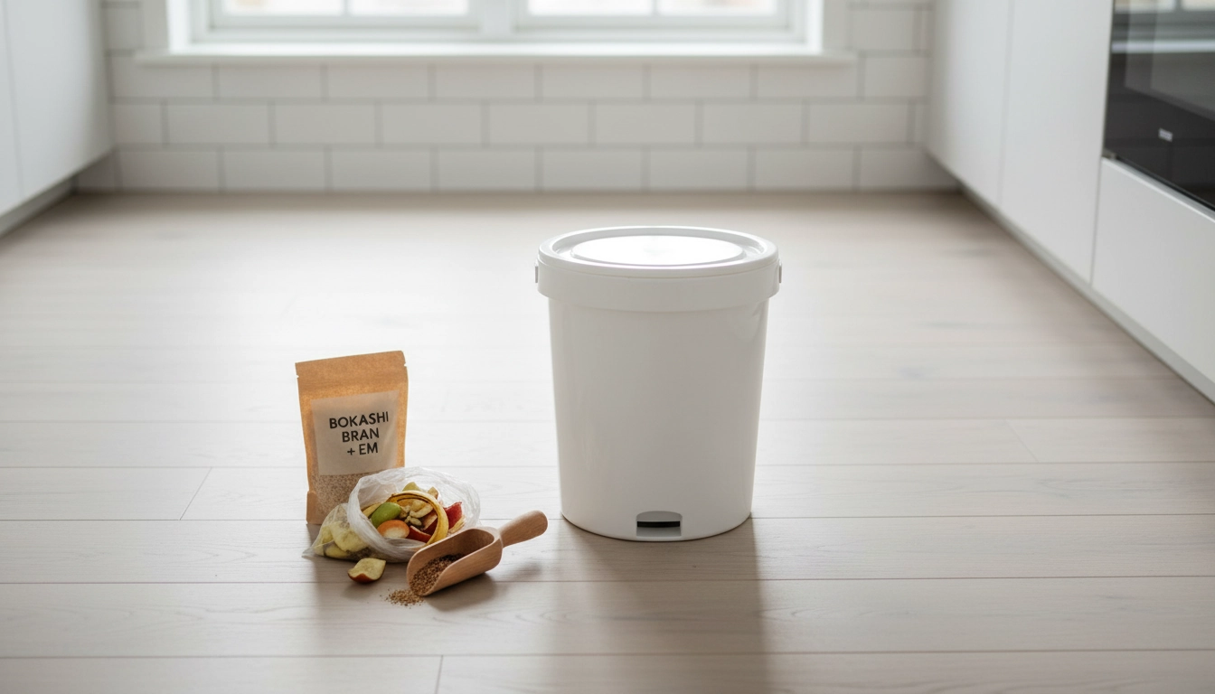 Seau bokashi hermétique avec son son fermenté pour un compostage en appartement sans odeur