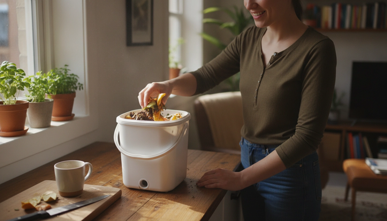 Utilisation quotidienne d'un système bokashi, une alternative efficace au composteur classique en appartement