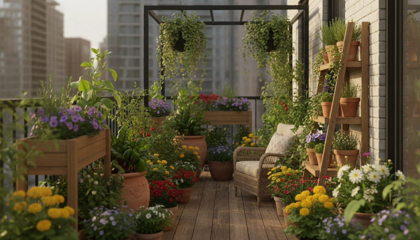 Magnifique balcon fleuri utilisant les bons apports nutritifs pour une croissance optimale
