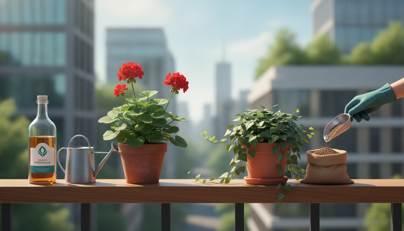 Exemple de différence engrais liquide granulés plantes balcon pour un potager urbain