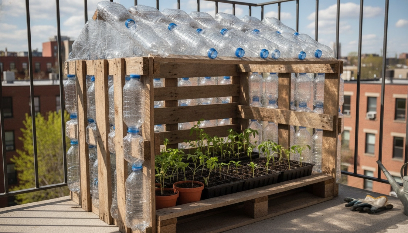 Astuces pratiques pour fabriquer une mini serre balcon avec des matériaux de récupération.
