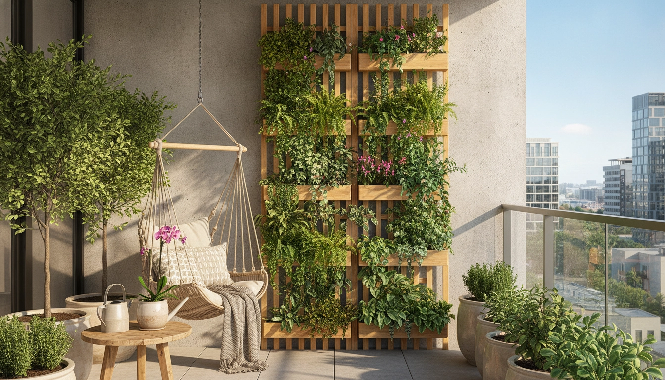 Exemple pour fixer support plantes grimpantes balcon sans percer mur avec un treillis autoportant