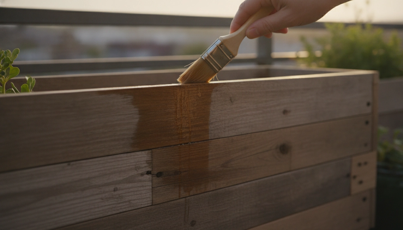 Matériel nécessaire pour imperméabiliser bois récupéré jardinière balcon extérieur avec des produits naturels.