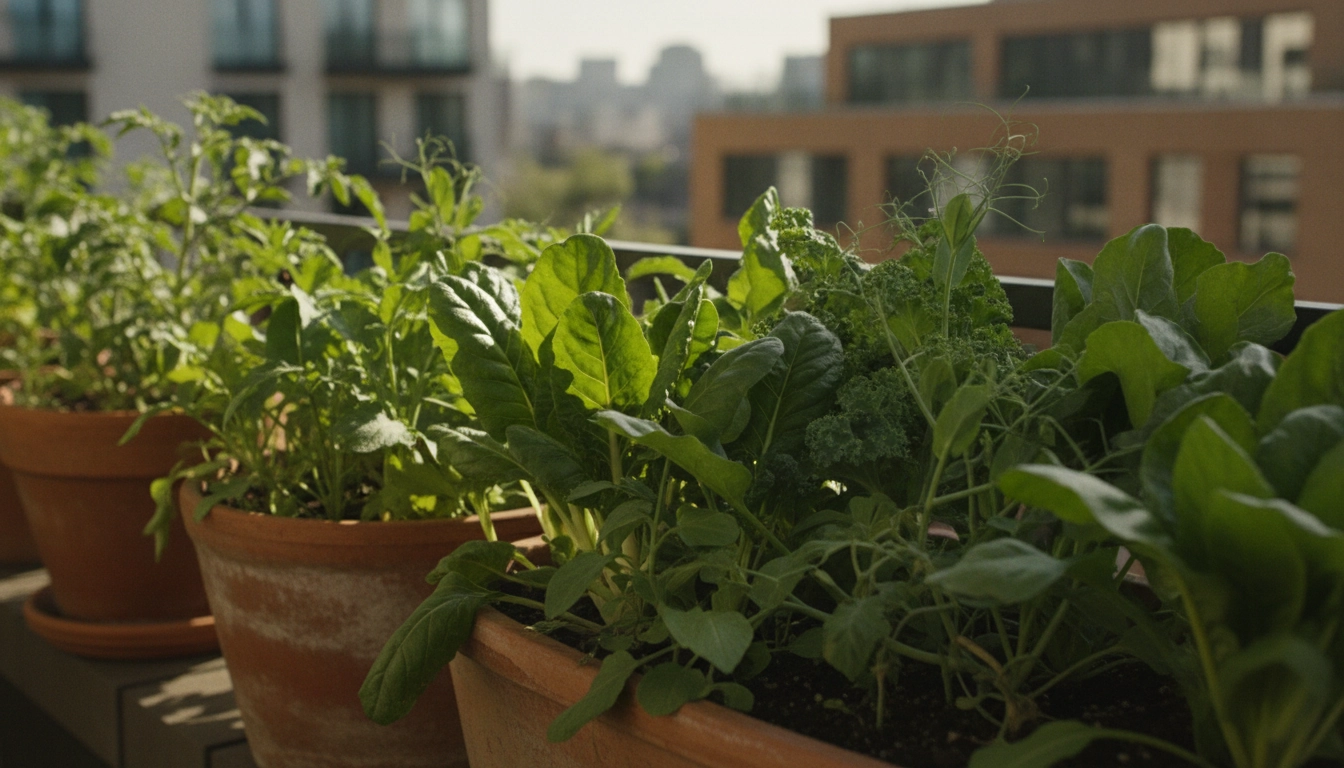 Un potager urbain luxuriant pour comprendre pourquoi mes légumes de balcon ne poussent pas malgré les soins.