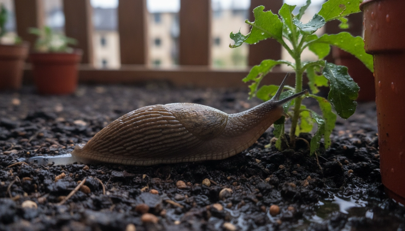 Limace sur balcon potager : identification et dégâts typiques pour une solution naturelle rapide