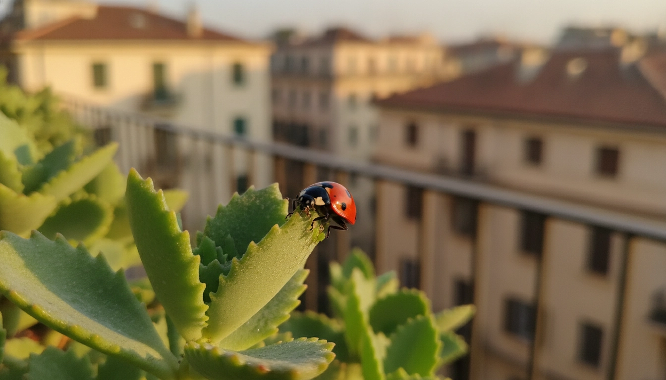 Exemple concret de lutte biologique parasites balcon ville insectes auxiliaires en action sur une plante.