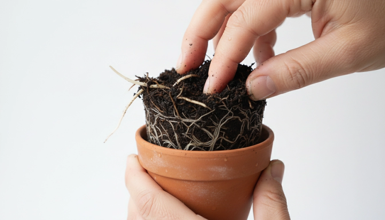Diagnostic de la pourriture des racines sur une plante en pot de balcon