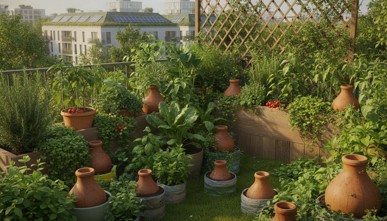 Installation réussie de pots en terre cuite pour un arrosage autonome