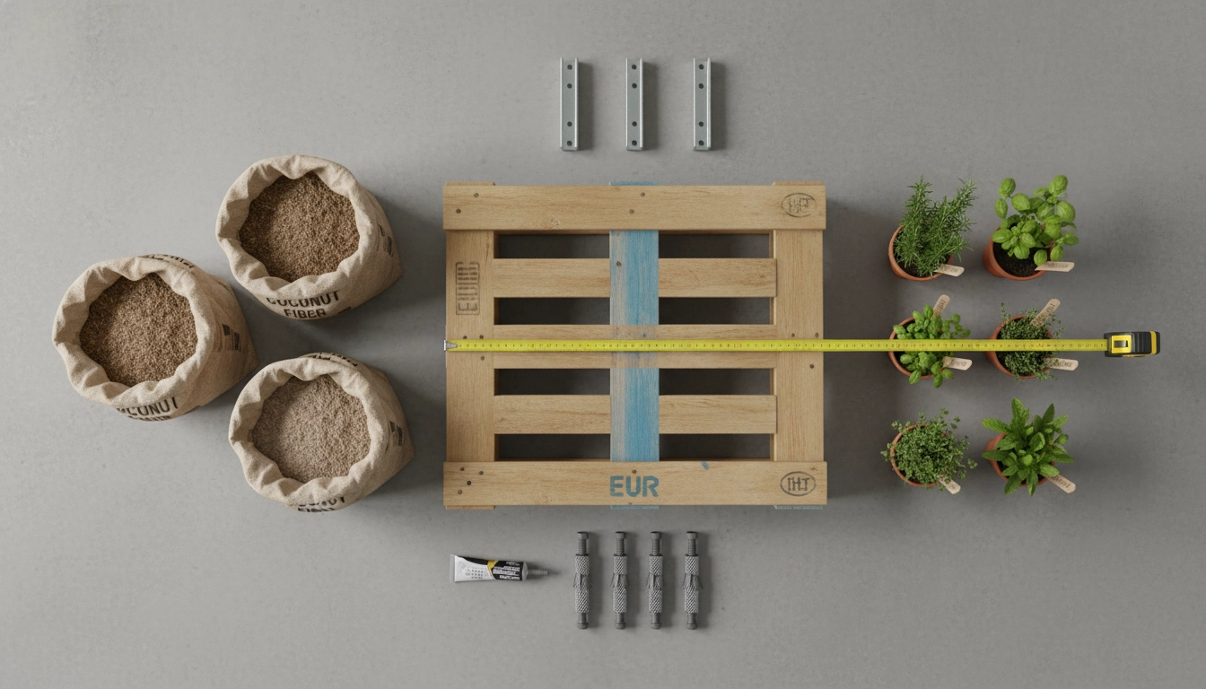 Composants pour créer une palette jardin vertical légère et sécurisée sur balcon