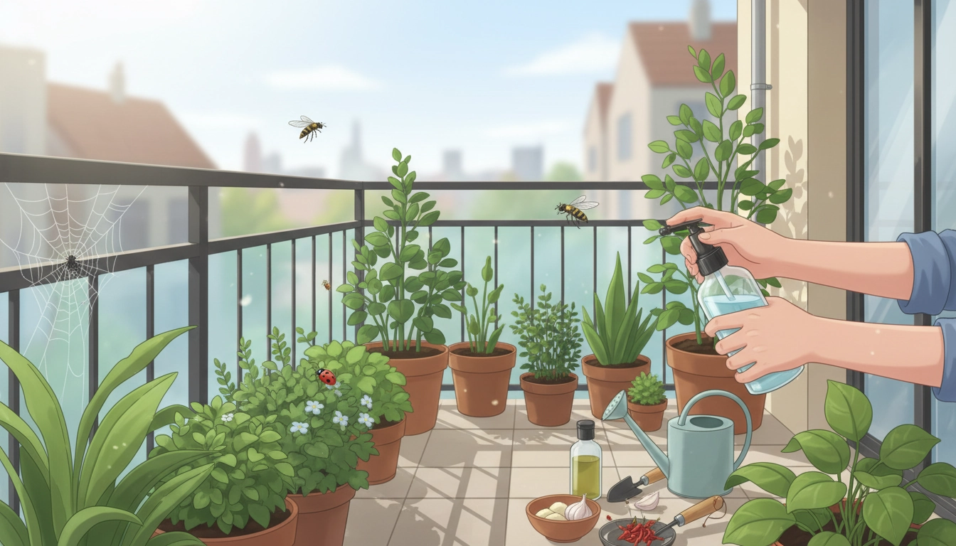 Parasites plantes balcon : pucerons, cochenilles et araignées rouges sur des plantes urbaines en pot