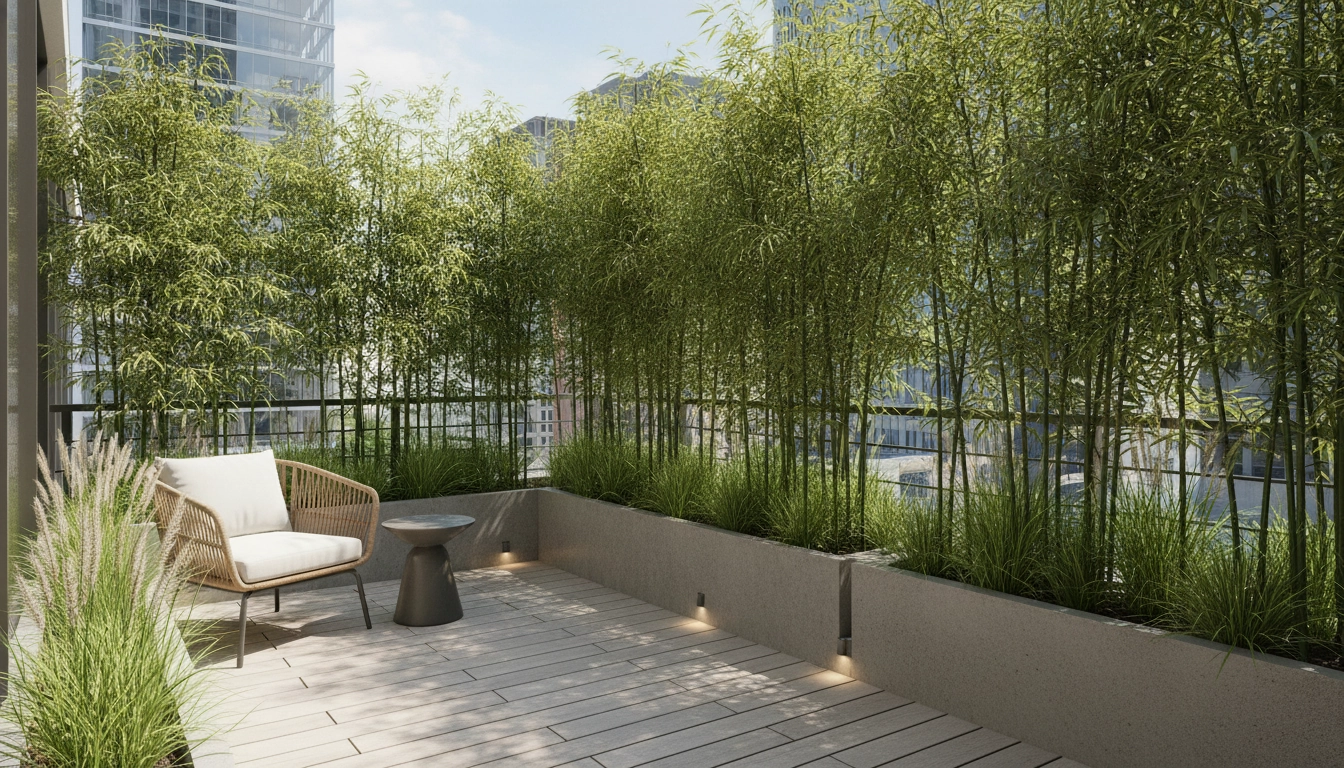 Aménagement avec une plante haute balcon intimité appartement pour se cacher du voisinage