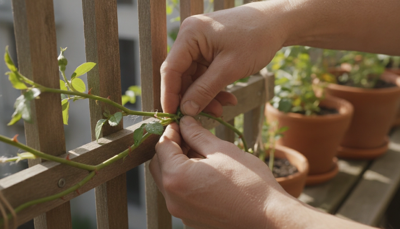 Installation de plantes grimpantes annuelles balcon résultats rapides sur un treillis