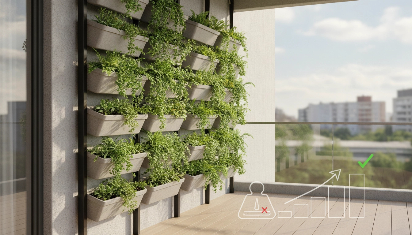 Installation sécurisée respectant le poids mur végétal balcon charge maximale autorisée