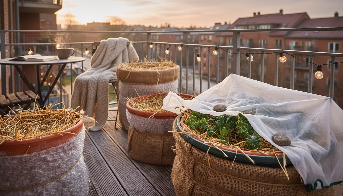 Techniques pour protéger potager balcon gel hiver avec voile horticole et isolation des pots