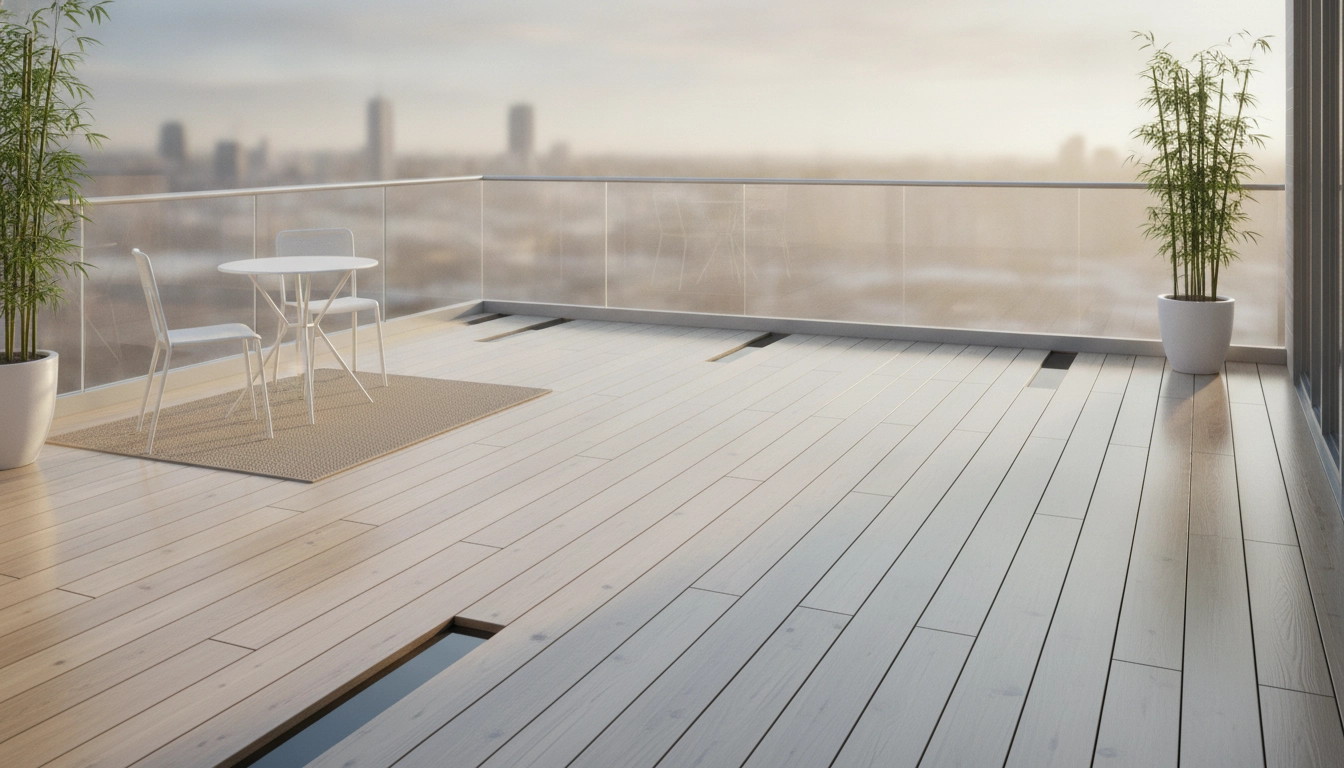 Exemple de terrasse avec un sol clair pour savoir quel sol choisir pour agrandir visuellement un balcon