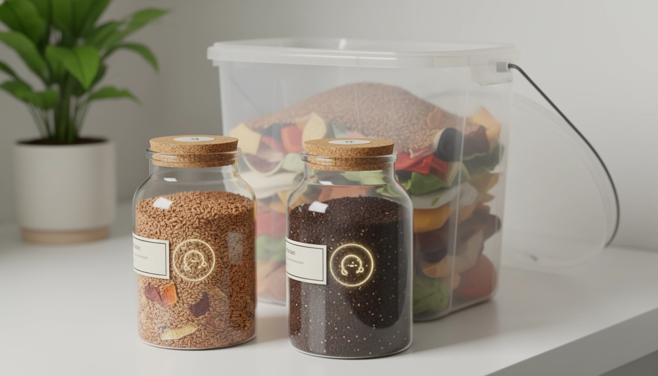 Pot de son de bokashi inoculé aux micro-organismes efficaces pour la fermentation à la maison