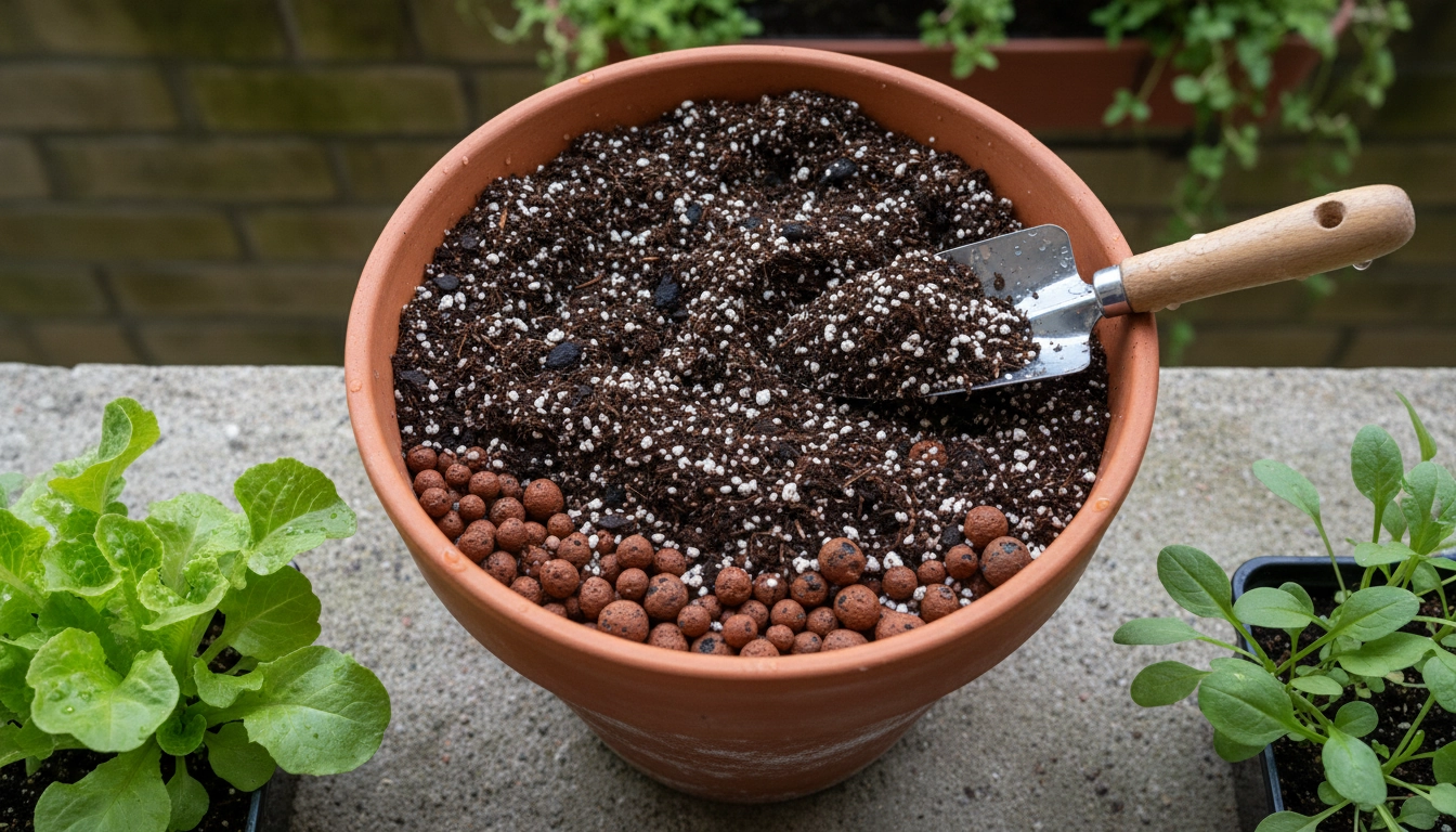 Composition du substrat terreau idéal pour les cultures à l'ombre sur un balcon nord, avec perlite et compost
