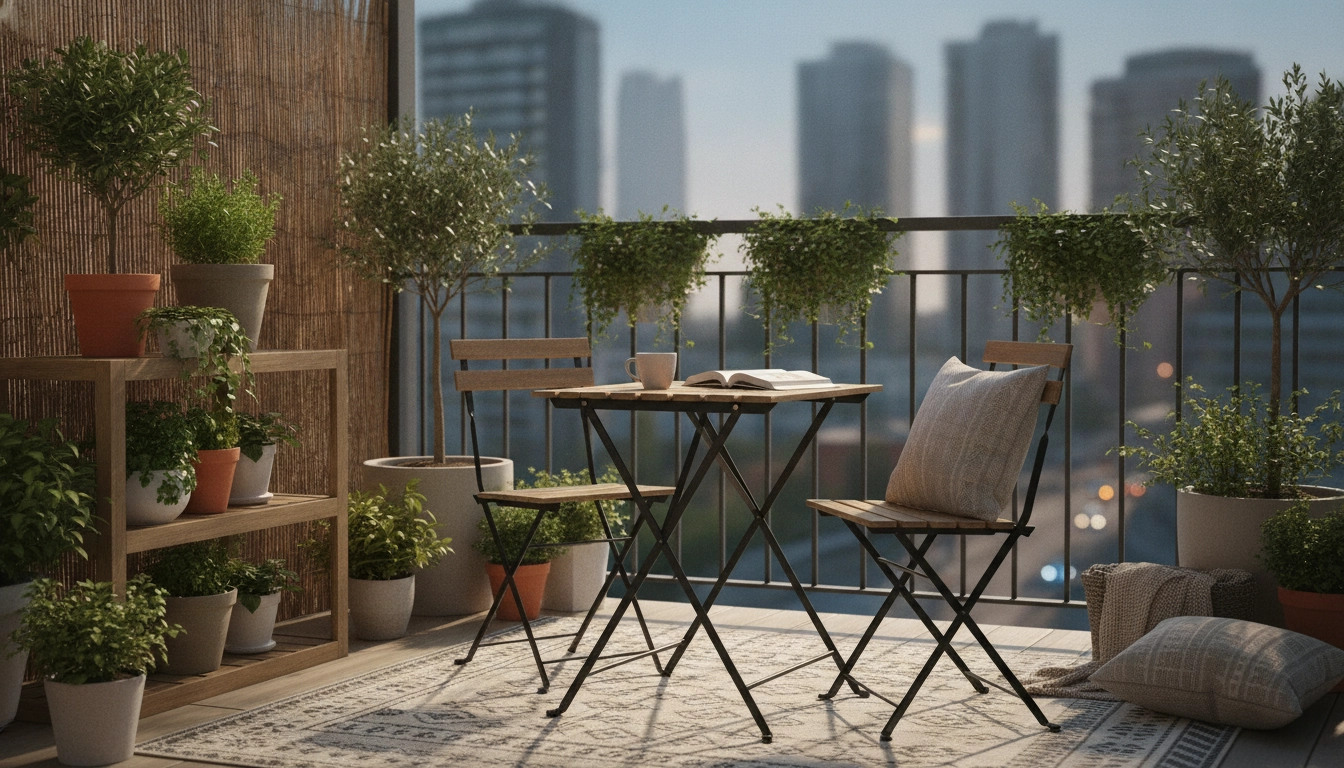 Exemple de types de mobilier pliable balcon selon usage pour un petit espace