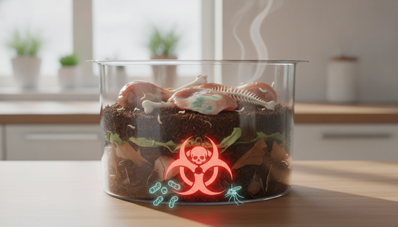Exemple de tri des restes de viande poisson compost appartement risques dans une cuisine moderne